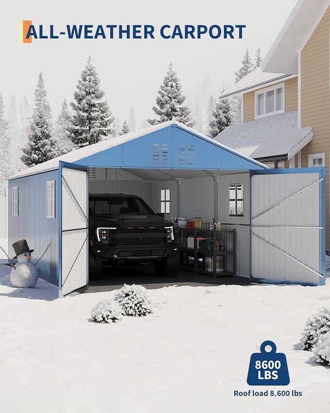 12x20 FT Metal Carport, Enclosed Car Port - Image 6