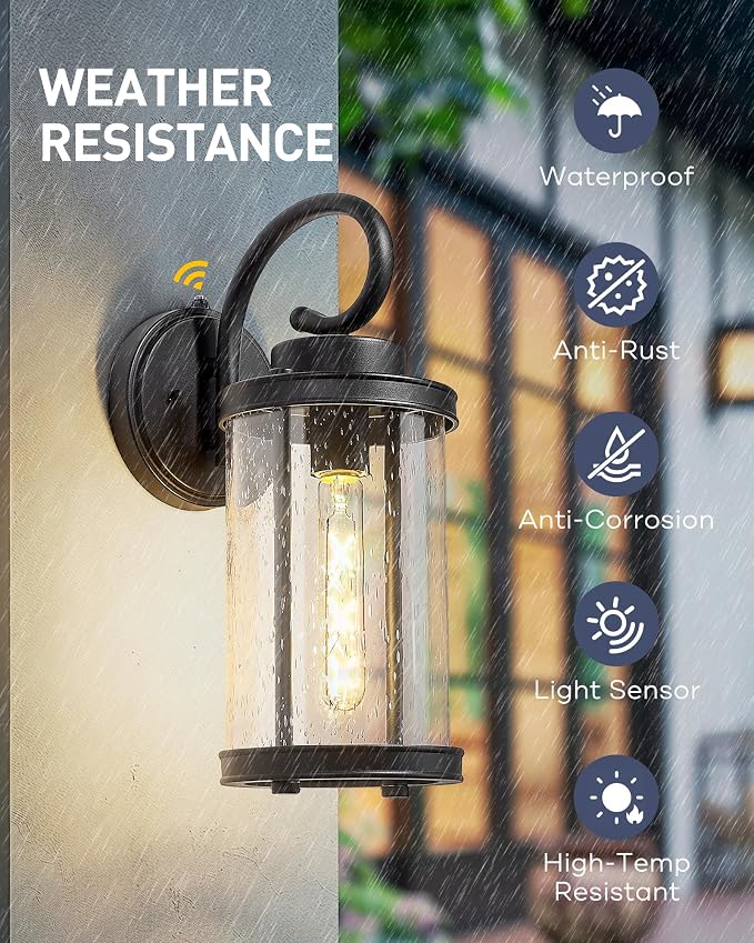 kudos Dusk to Dawn Outdoor Lighting, 15.8 inch Large Cylinder Porch Lights - Image 2