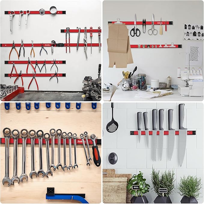 4 Pieces 24" Magnetic Tool Holder Strip, Metal Tool Organizer Rack - Image 6