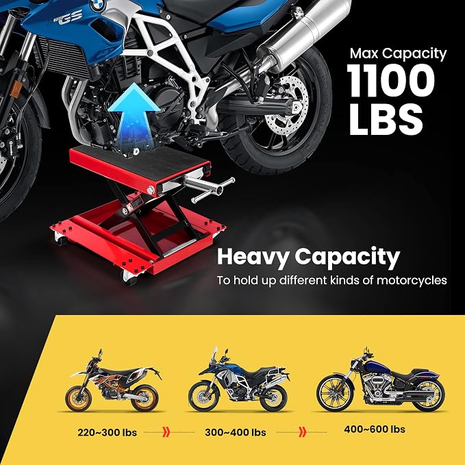 VIVOHOME 1100 Lbs Steel Wide Deck Motorcycle Lift ATV Scissor Lift Jack - Image 3