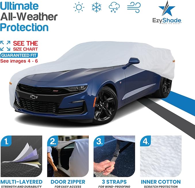 EzyShade 10-Layer Waterproof Sports Car Cover. See Vehicle Size-Chart - Image 2