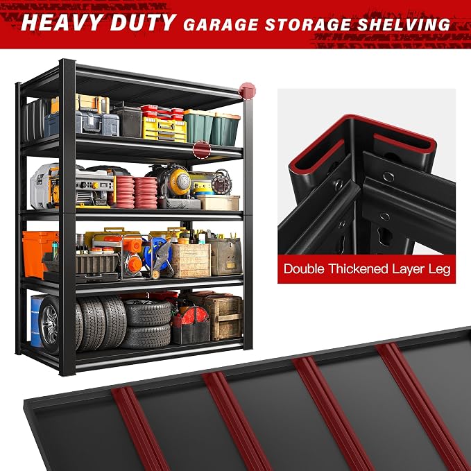 REIBII 40" W Garage Shelving, Heavy Duty Storage Shelves Load 2500LBS, 5-Tier - Image 7