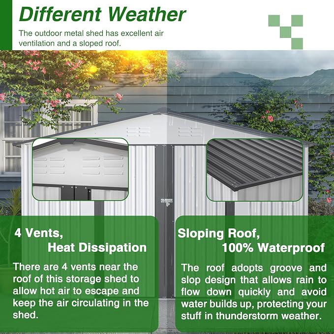 10X8 FT Outdoor Tool Storage Shed - Image 4