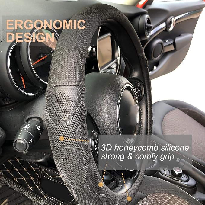 PINCTROT Large Size Comfy Grip Steering Wheel Cover, Anti-Slip Design, - Image 2