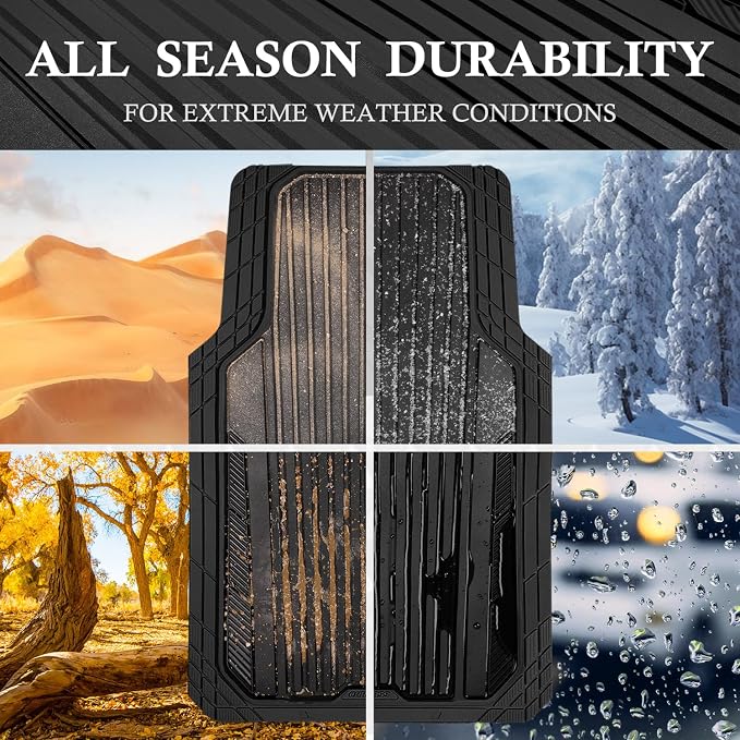 CAR PASS Heavy Duty Sporty Rubber Car Mats, Deep Dish All Weather Car Floor - Image 3