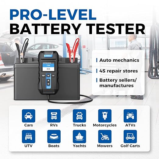 Car Battery Tester 12V 24V 100-2000CCA Lead-Acid Battery, TOPDON BT300P - Image 7