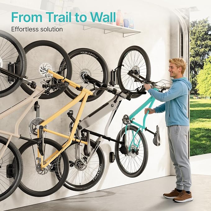 Bike Rack Garage, Bike Wall Mount Heavy Duty, Holds 77 Lbs, Swivel Bike Hangers - Image 2