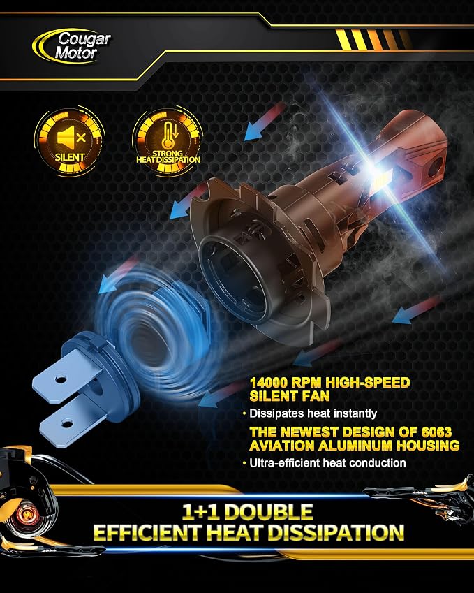 Cougar Motor H7 Bulbs, 1:1 Size H7 Lights Bulb No Adapter Required 6500K White - Image 5