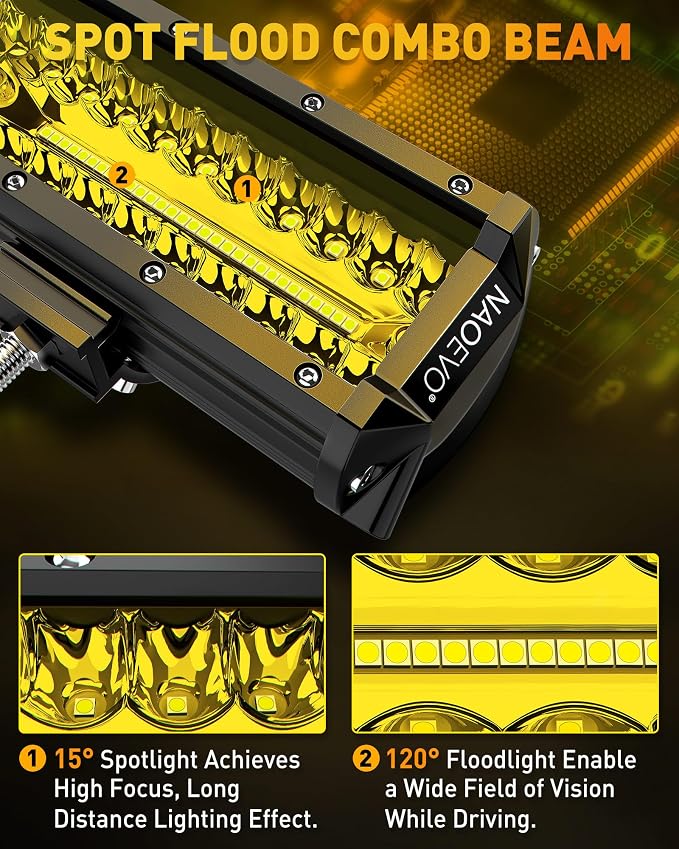 NAOEVO 12 Inch LED Light Bar, 300W 30000LM LED Offroad/Driving/Fog Lights - Image 3