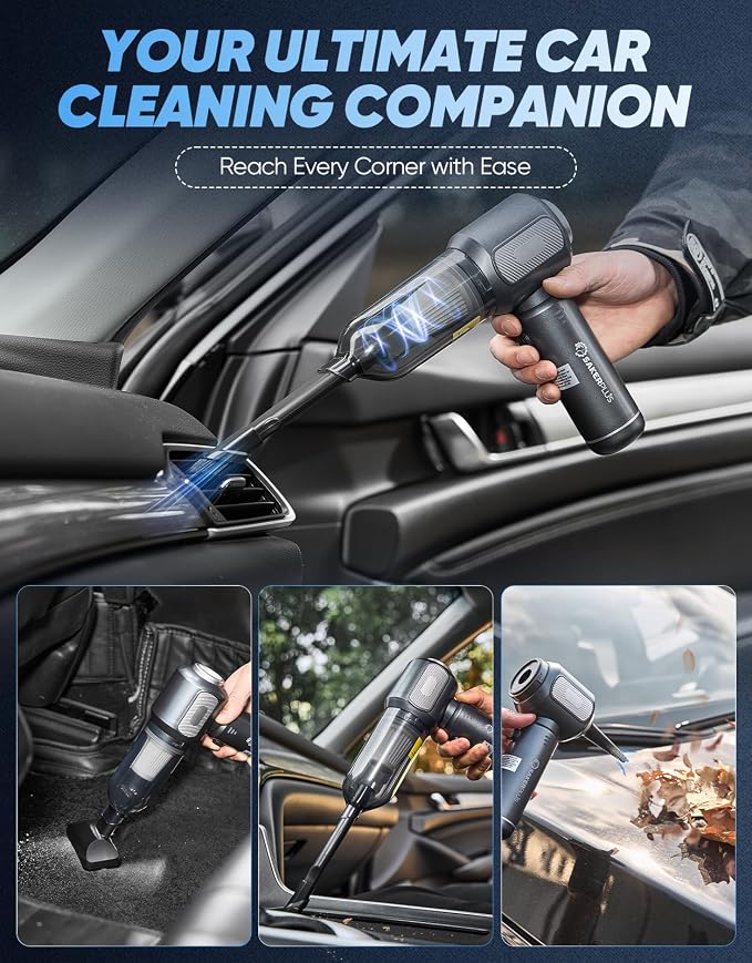 Mini Vacuum Cleaner, Cordless Car Vacuum, 17500PA High Suction, 3 in 1 Handheld - Image 5