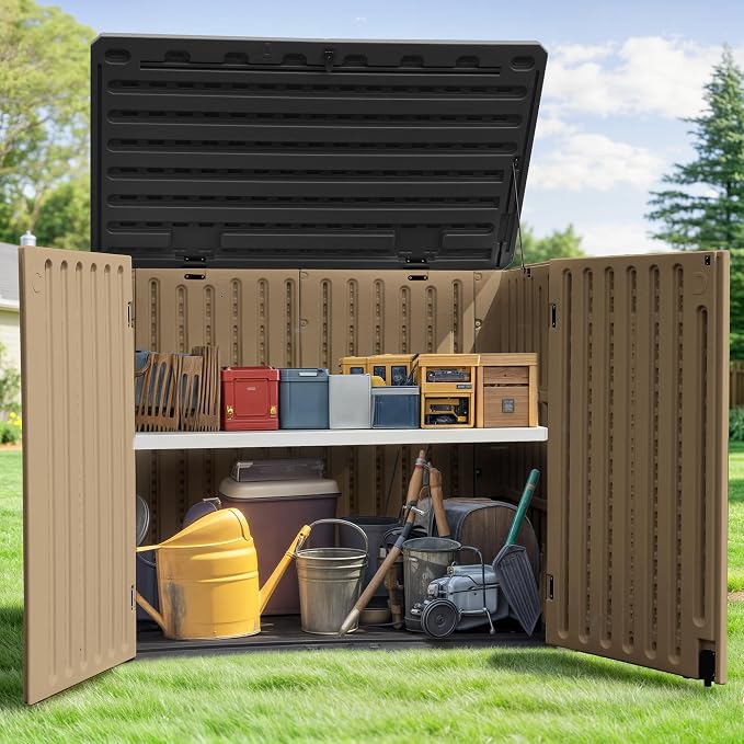 GOOBED Horizontal Shed with Padlock Latch, Outdoor Storage Shed - Image 3