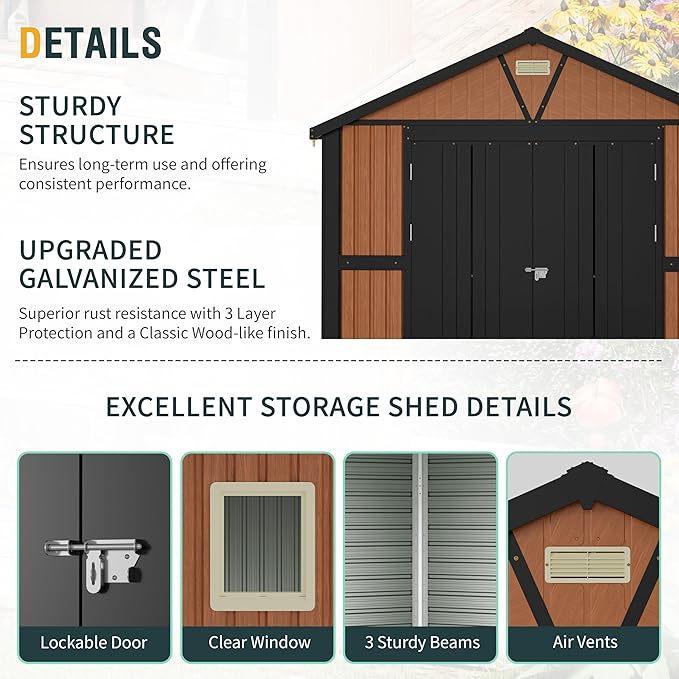 10x12 Ft Outdoor Storage Shed, Extra Large Metal Shed - Image 4
