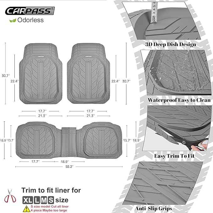 CAR PASS Deep Dish Rubber Floor Mats - Image 2