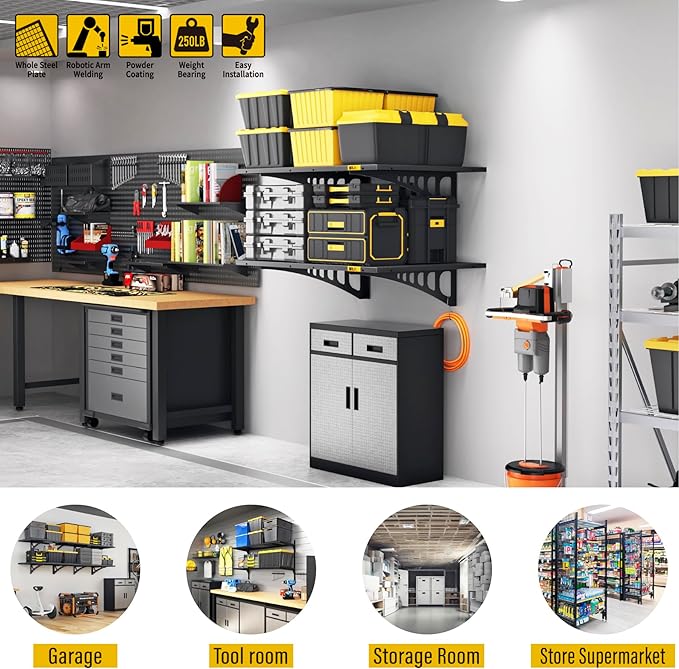 2x3ft Adjustable Rail Wall Garage Storage Shelf, - Image 4