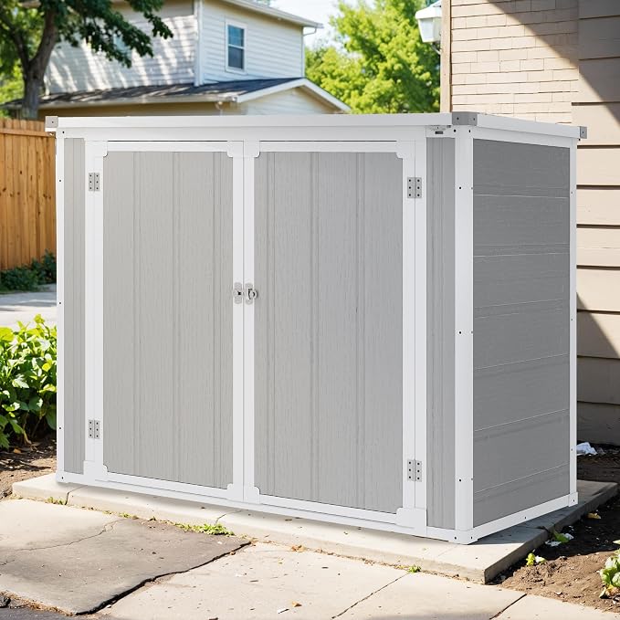 41 Cu.Ft Resin Shed with Floor, 4.7x2.5 FT Outdoor Horizontal Storage Shed by Seizeen