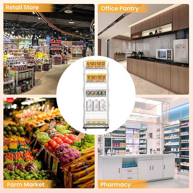 Retail Display Rack 5-Tier Market Merchandise Display Shelf Fruit Store Storage - Image 8