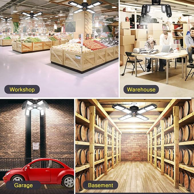 LED Garage Light, Super Bright Screw in E26/E27 Ceiling Shop Work Lamp - Image 7