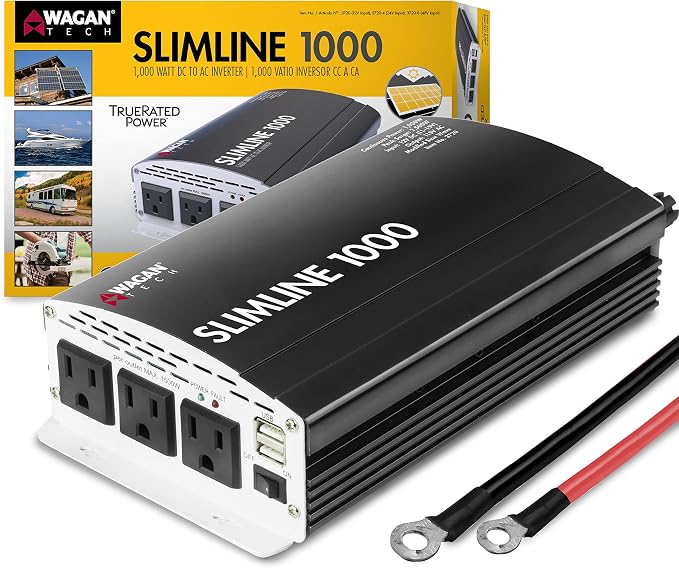 Wagan EL3720 1000W Slimline Plus AC to DC Power Inverter 1000 Watt TrueRated by WAGAN