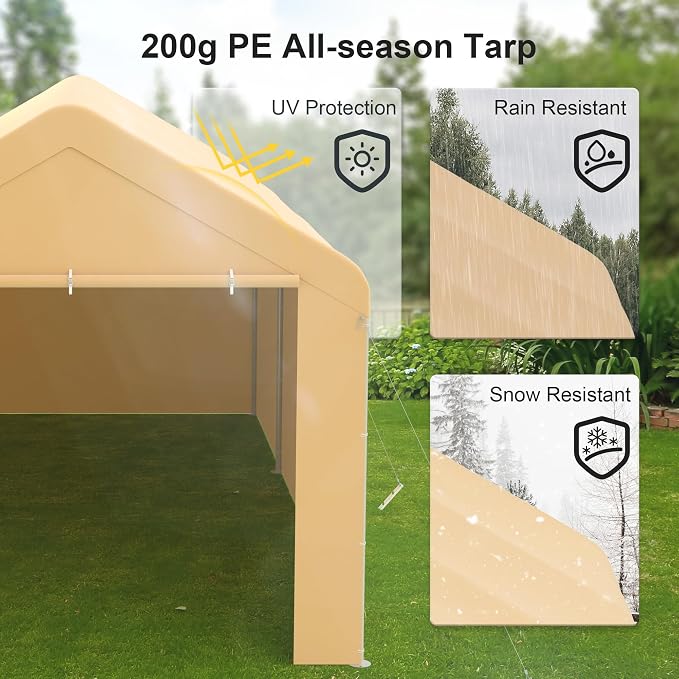 Morngardo Carport 10'x20' Heavy Duty Car Canopy Portable Garage - Image 3