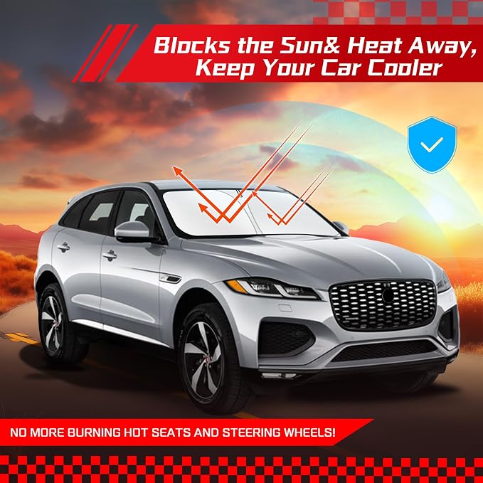 ARISMOTOR Windshield Sun Shade for Jaguar F-Pace 2016-2025, Custom Fit Foldable - Image 7