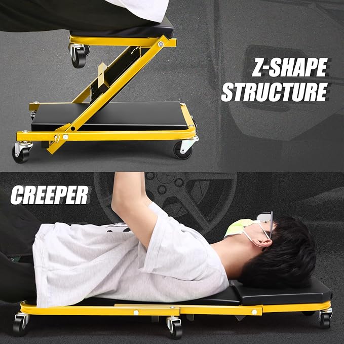 DNA MOTORING 36 Inches 2 IN 1 Rolling Folding Car Creeper/Seat, 150kg Weight - Image 7