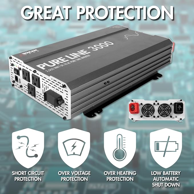 Wagan EL3810 Pure Line 3000 watt Power Inverter 6000 Watt Peak Surge Power DC - Image 4