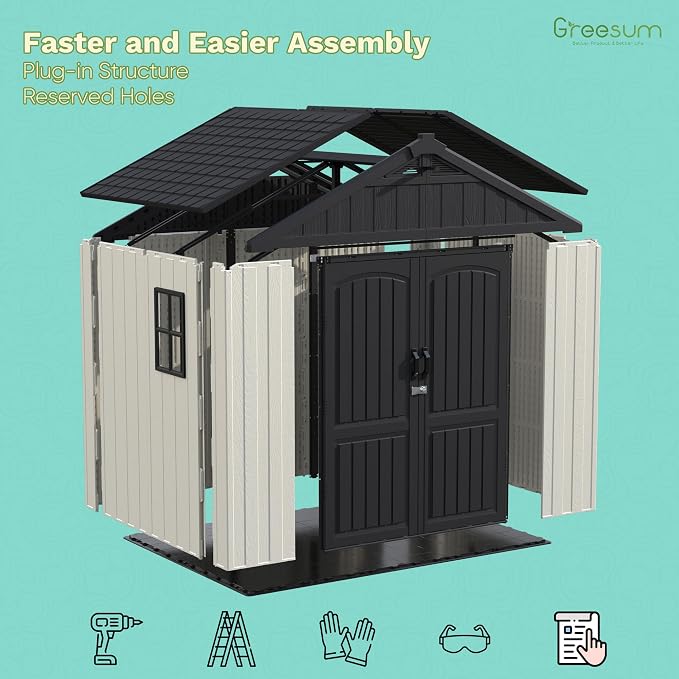 Greesum 8×8 FT Plastic Outdoor Storage Shed - Image 5