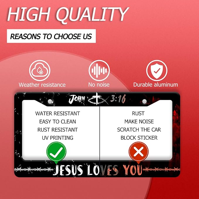 John 3:16 Jesus Loves You License Plate Frame Christian License Plate Frames - Image 4