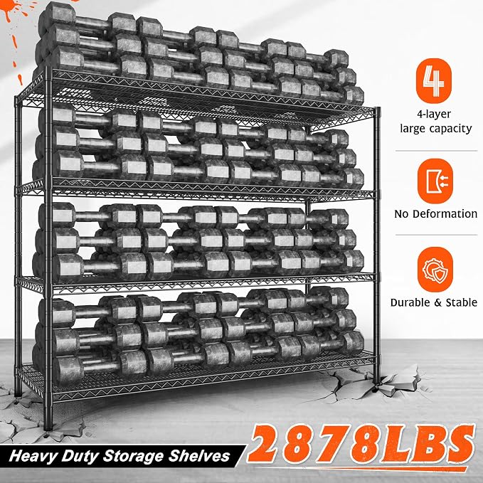 REIBII 60" W Storage Shelves 2878LBS Wire Shelving Unit - Image 5