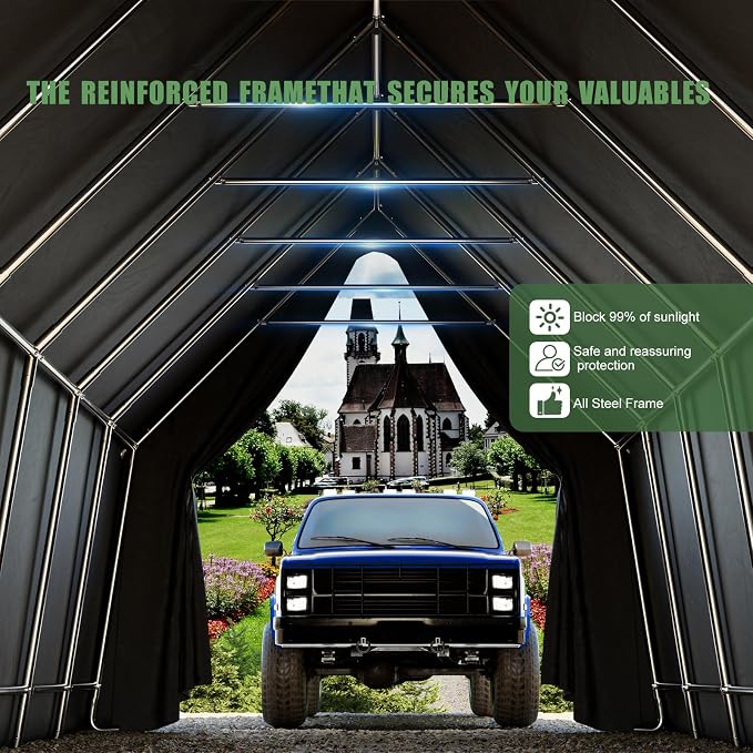 Portable Garage, 13 x 24 FT Heavy Duty RV Carport Canopy, Reinforced Steel - Image 4