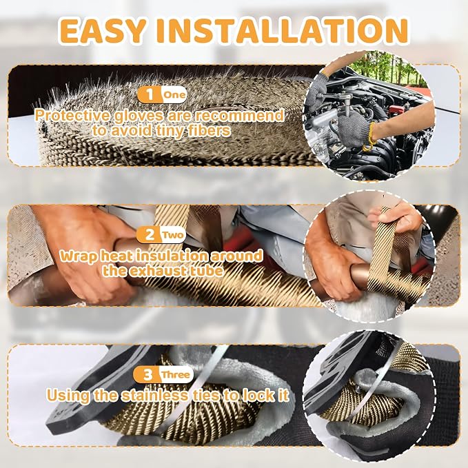 Exhaust Heat Wrap, Tooomplus 2'' x 50' Fiberglass Heat Shield Tape, Heat Wrap - Image 3