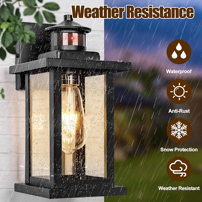 Motion Sensor Outdoor Lights Wall Mount, Dusk to Dawn Garage Exterior Light - Image 3
