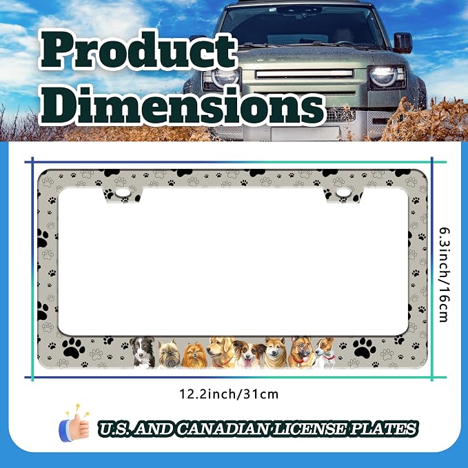 Dog License Plate Frame Pet Paw Prints Stainless Steel License Plate Holder - Image 3
