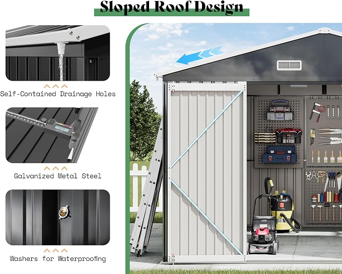 AMERLIFE 10x12x7 FT Galvanized Steel Storage Shed - Image 7