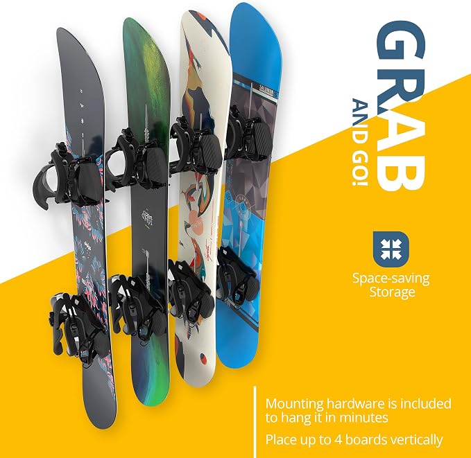 Koova Snowboard Wall Mount Rack Holder | Garage Snowboard Storage Organizer | - Image 3