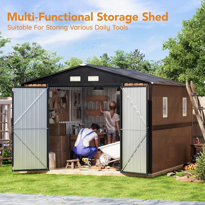10X12 FT Outdoor Steel Storage Shed - Image 6