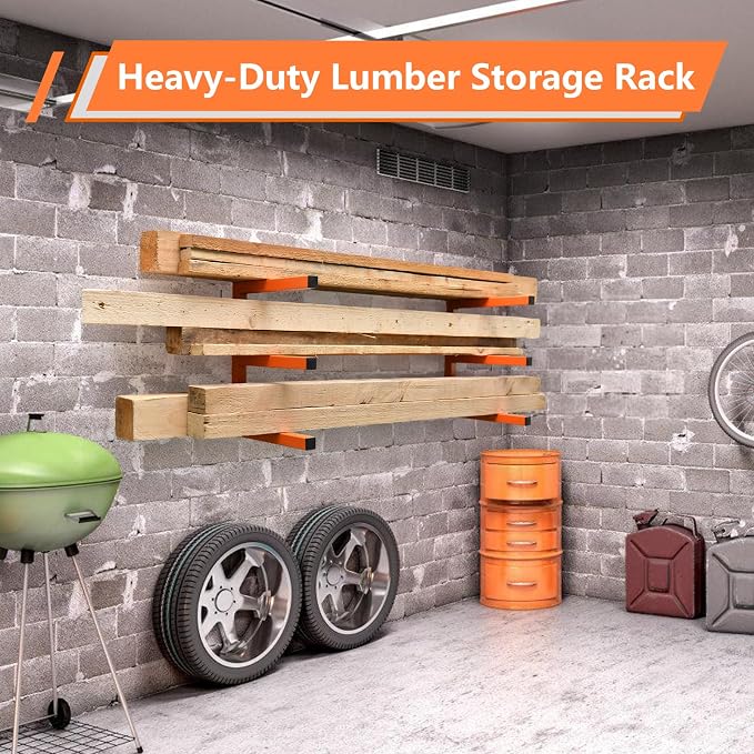 4 Pack Wood Organizer and Lumber Storage Rack Wall Mount, Heavy Duty Wood - Image 3