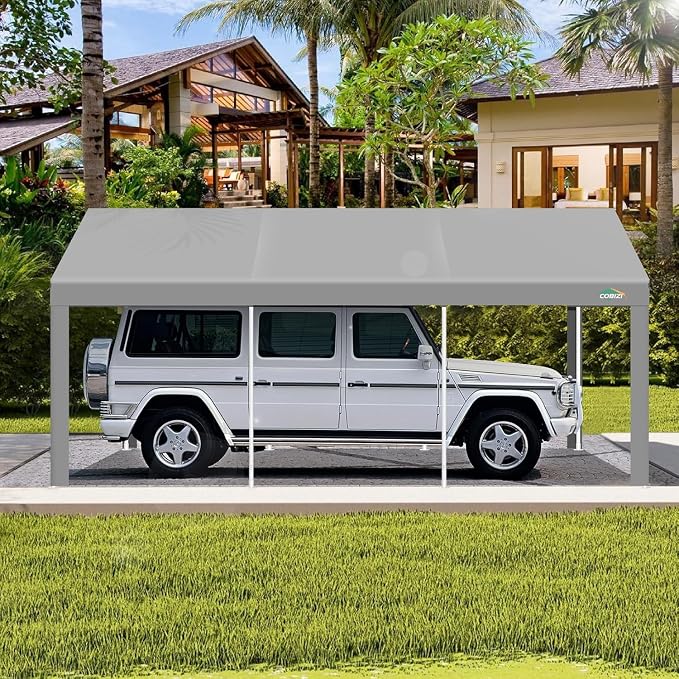 COBIZI Carport 12x20ft Heavy Duty Portable Garage, 2.0 Powder Coated Frame - Image 7