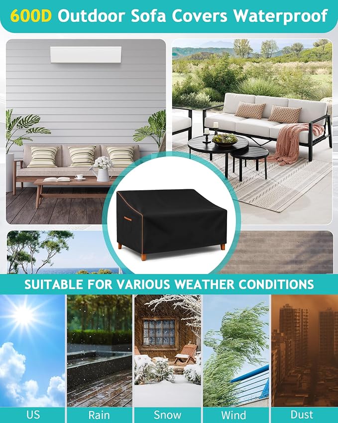 Outdoor Sofa Cover, Waterproof Patio Furniture Cover 60W x 42D x 33H inches - Image 7