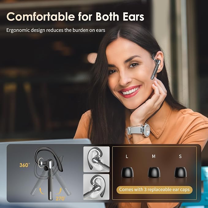 Bluetooth Headset, Wireless Bluetooth Earpiece V5.0 Hands-Free Earphones - Image 6