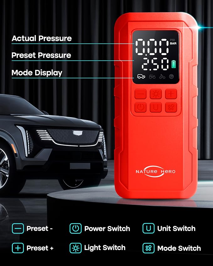 Tire Inflator Portable Air Compressor, 150 PSI car tire air Pump Portable - Image 6