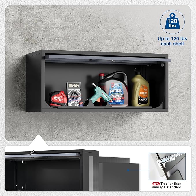 Metal Storage Cabinet Black&Gray Wall Cabinets - Image 5