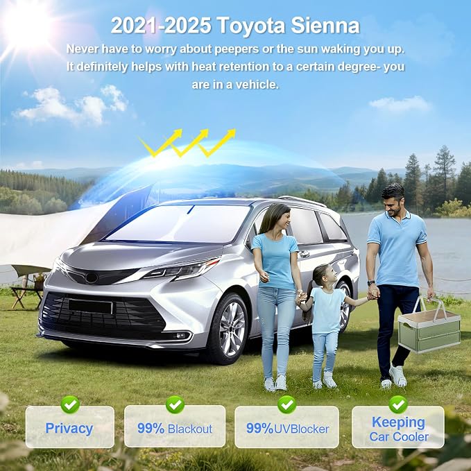 8pcs Car Window Shades for Toyota Sienna 2021-2025 Accessories, Windshield Side - Image 2