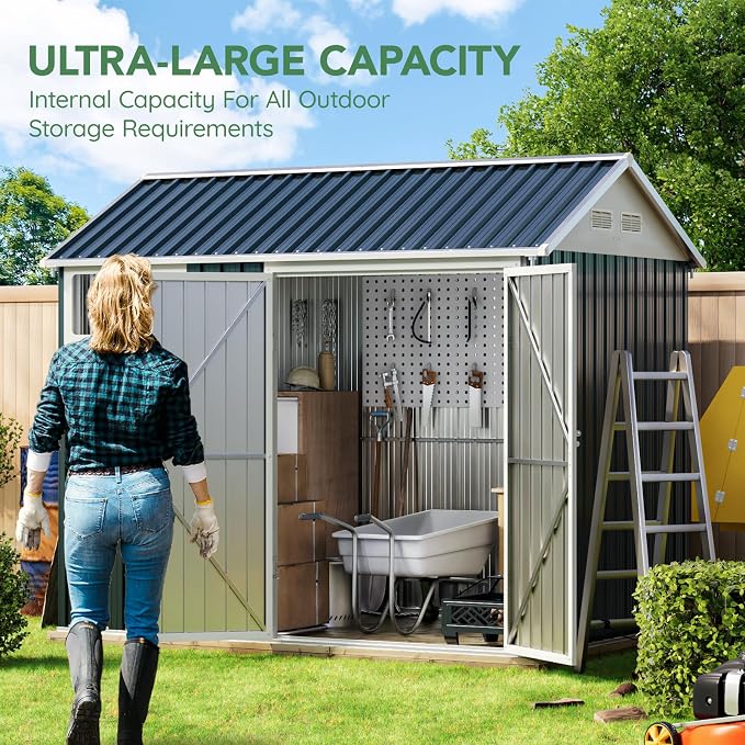 8X6FT Outdoor Steel Storage Shed - Image 4