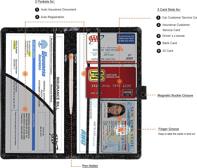 TOURSUIT Car Registration and Insurance Card Holder, Vehicle License Document - Image 2