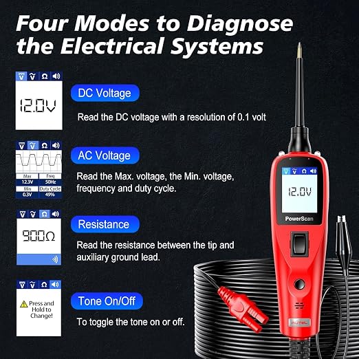Autel PowerScan PS100 Power Circuit Probe Tester, Breaker Finder, 12V 24V - Image 4