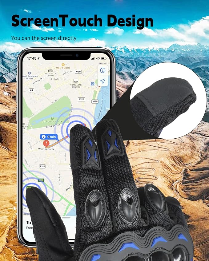 Motorcycle Gloves, Touchscreen Motorbike Gloves - Image 3