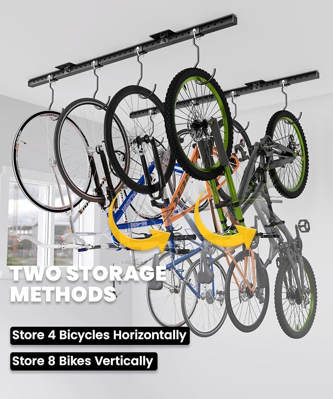 Bike Rack Celling Mount for Garage, Indoor Hangers Storage for 8 Bicycles - Image 2