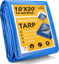 Tarp 10x20 Feet 14 Mil Heavy Duty Waterproof Tarp, Large Multipurpose Cover by Winpull