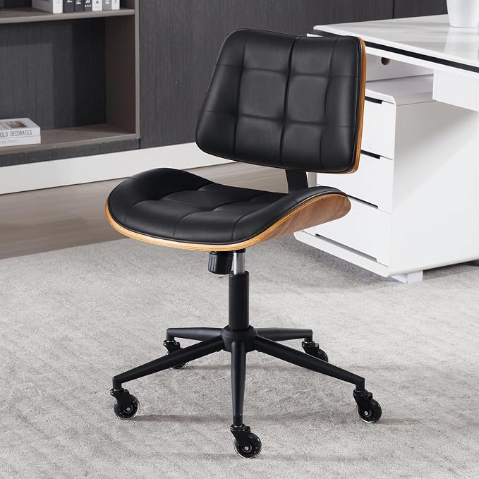 Home Office Desk Chair with Wheels, Adjustable Height Armless Office Chair by BERYTH